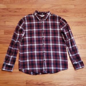 2 for $5 Retrofit - Cotton Plaid Button Long Sleeve Shirt L